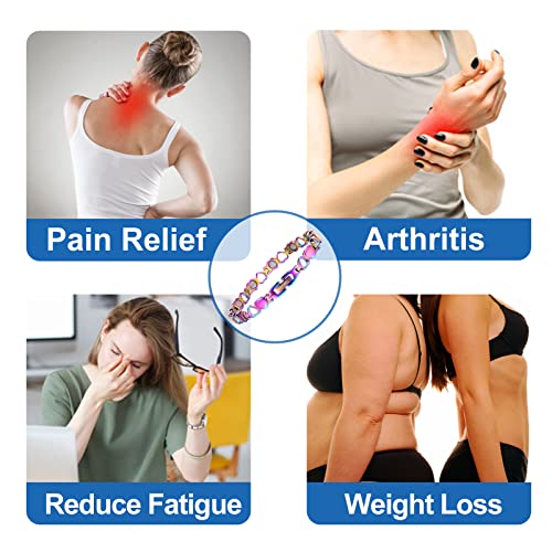 Uswel Women Magnetic Bracelet For Lymphatic Drainage & Thinbody, Love-Shaped Titanium Magnetic Therapy Bracelets For Women - With Gift Box, Adjustable Length Tool (Rainbow) #TOP2