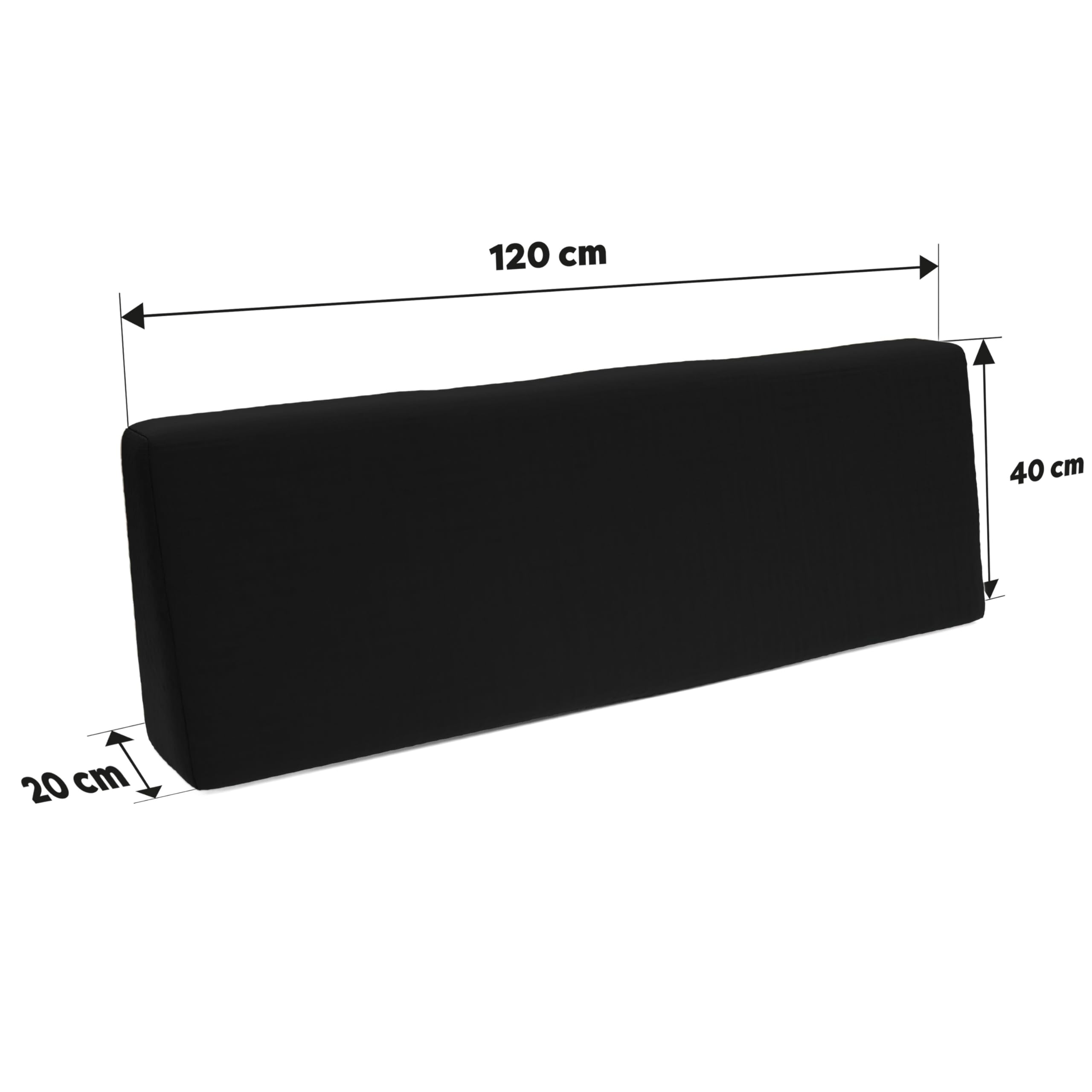 POKAR 2 Cojines para Europalés/Europalet Resistente al Agua: 1x Cojín-Asiento 120x80x12cm +1x Cojín-Respaldo 120x40x12cm, Espuma Fría, para Sofá de Paletas, sin Palés, Negro