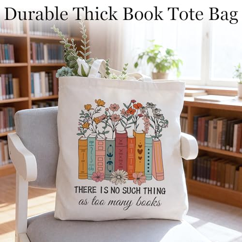 Bolso tote temático de libros, regalo divertido para amantes de la lectura, mujeres, bibliotecarias y profesores, de lona resistente miniatura 4
