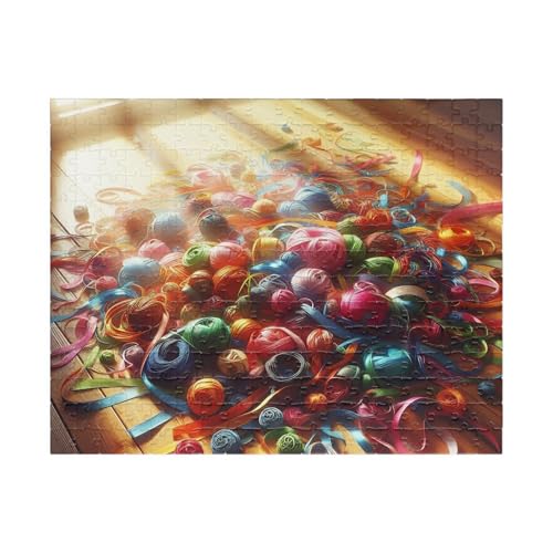 Ribbons in Knots Across a Hardwood Floor Jigsaw Puzzle - Made in USA