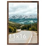 QOTIB 11x16 Picture Frame Deep Brown for Wall Hanging, Wood 11 x 16 Frame Photo Frame for Wall Horizontally or Vertically, Deep Brown, 1 Pack