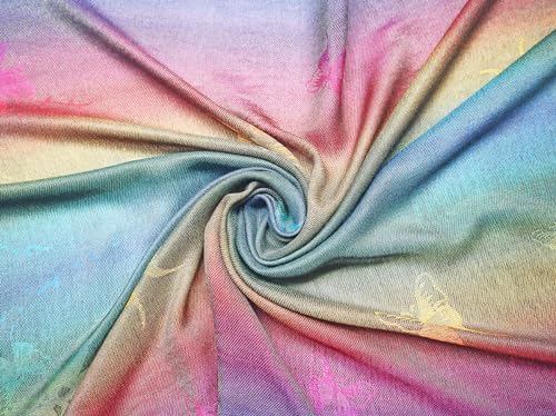 Woven Rainbow Colorful Butterfly and Flower Pride Soft Fringe Pashmina Shawl Scarf Wrap3