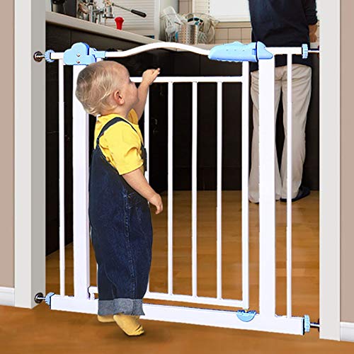 Porte d'escalier en métal blanc pour animaux | Barrière de sécurité extensible 161-171 cm