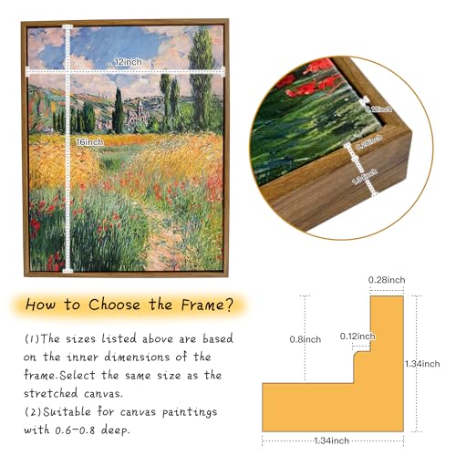 Image of Canvas Floater Frames for Canvas Art 0.8inch Depth Frames for Canvas Painting Floating Frame Plastic Floater Frame for Canvas Prints (BROWN, 12 x 16 inch)