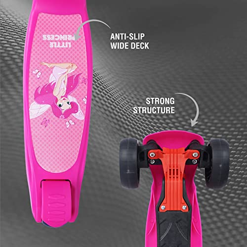 Image of R For Rabbit Road Runner Lite Skate Scooter for Kids of Age 3 to 14 Years Age,Kids Scooter with 3 Adjustable Height, Foldable, LED PU Wheels & Weight Capacity 50 kgs Kick Scooter with Brakes(Pink)