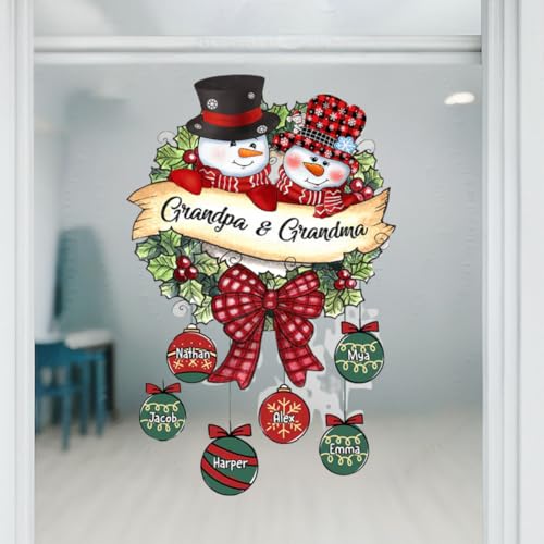 Customizable Snowman Family Decal Sticker - Personalized Christmas Ornament for Parents, Grandparents, and Kids - Holiday Wall and Refrigerator Decor - Image 3