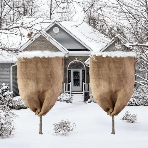 Sacs de protection pour plantes d'hiver en toile de jute pour plantes en pot et plantes verticales (60 × 80 cm)