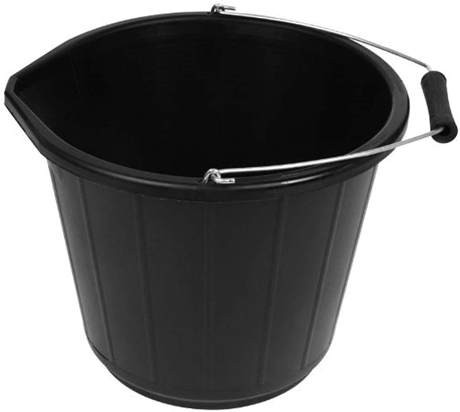 Strong Plastic Multi-Purpose Builder Bucket For Home Garden Construction / 3-Gallon / 14L Bucket (Black)