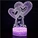 Produktbild OMCR Illusion Nachtlicht 16 Farben - Uhr - Bluetooth Lautsprecher - Liebesherzen Luftballons Briefe, 3D Lampe Geschenke Nachtlicht Spielzeug 16 Farbwechsel mit Fernbedienung oder Touch Besten Geschenk