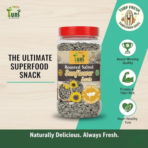 Image of Turf Fresh Roasted Salted Jumbo Sunflower Seeds,Surajmukhi Beej - The Ultimate Superfood Snack! A+ GRADE SEEDS Healthy Snacks (400G SeedGiant)(200Gx 2 Pack)