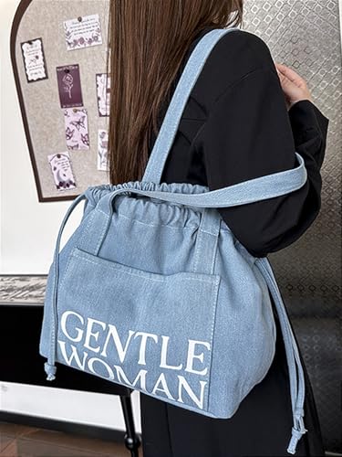 Bolso Tote de mezclilla casual grande para mujer miniatura 2