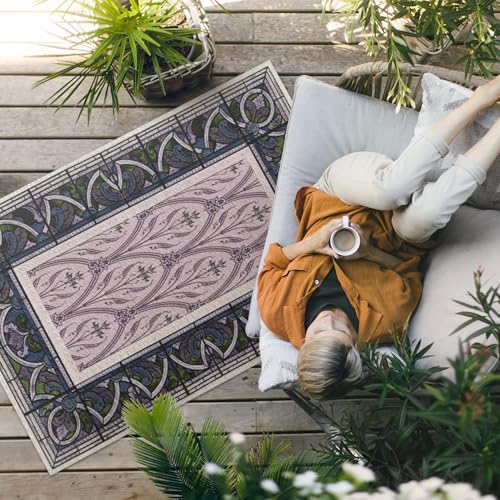 Tapis en vinyle extérieur imperméable PVC rectangle 80x120 pour balcon terrasse