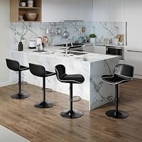 Youhauchair Barhocker, Barhocker Höhenverstellbar aus Kunstleder, wasserdicht und verschleißfest, Hocker mit Rückenlehne und Fußstütze, Drehbarer bar Stool, modern, schwarz – Ansicht 8