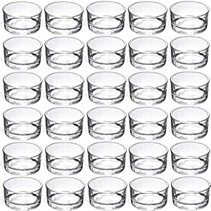GOLDEAL 30 PCS Small Clear Glass Tealight Candle Holders,Tealight Holders Bulk Use for Weddings Parties Dinner,for 1.5″ Tealight. as Well as Candle Mould…