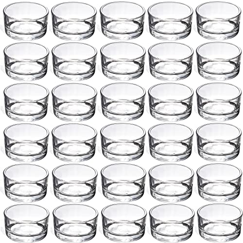 GOLDEAL 30 PCS Small Clear Glass Tealight Candle Holders,Tealight Holders Bulk Use for Weddings Parties Dinner,for 1.5" Tealight. as Well as Candle Mould…