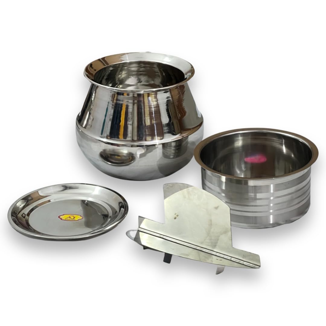 VALGHA VALAMUDAN AGRI ENGINEERING Rice Drainer | Stainless Steel Pot | Round Bottom Kadhai | Stainlee Steel Stand | Extra Clips ((1-12 Members) (10 Liters)) (B0C7H2YM1V) Amazon Price History, Amazon Price Tracker