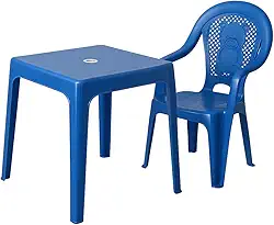 Mesa e Poltrona Cadeira Infantil Azul Educativa Meninos