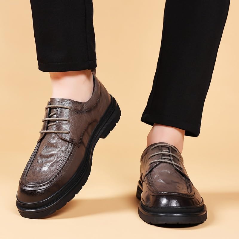 Men's Retro Oxford Shoes Chunky Heel Non-Slip Business Dress Shoes Fashion Lace-up Shoes Formal Shoes Working Leather Derby Shoes(7)4