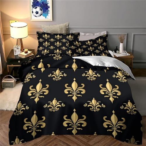 Housse de couette fleur de lys parure de lit 3D ultra douce de qualité - 6