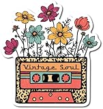 Vintage Cassette Tape 4 Inch Refrigerator Magnet | UV Printed 4-Inch Kitchen Decor Accessory Flower Art Wall Décor Groovy Hippie Peace Flower Retro Floral Music Old School CSM011