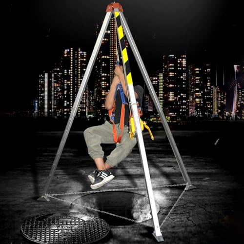 Heavy Duty Confined Space Tripod Kit with Self-Lock Device Adjustable Legs for Rescue and Lifting in Ship Cabins