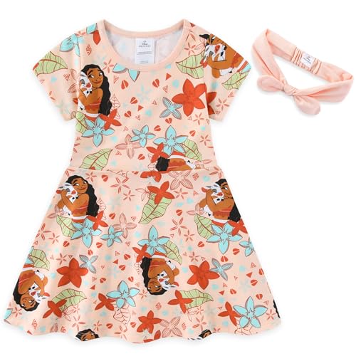 Disney Moana Girls French Terry Skater Dress with Headband for Toddler and Big Kids