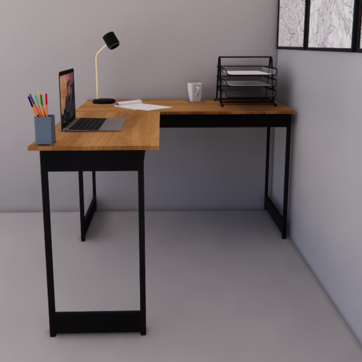 Mesa Em L Estilo Industrial Escrivaninha De Canto Escritório Estudo Beni Camaleão (Nogal) Mesa Em L Estilo Industrial Escrivaninha De Canto Escritório Estudo Beni Camaleão (Nogal)