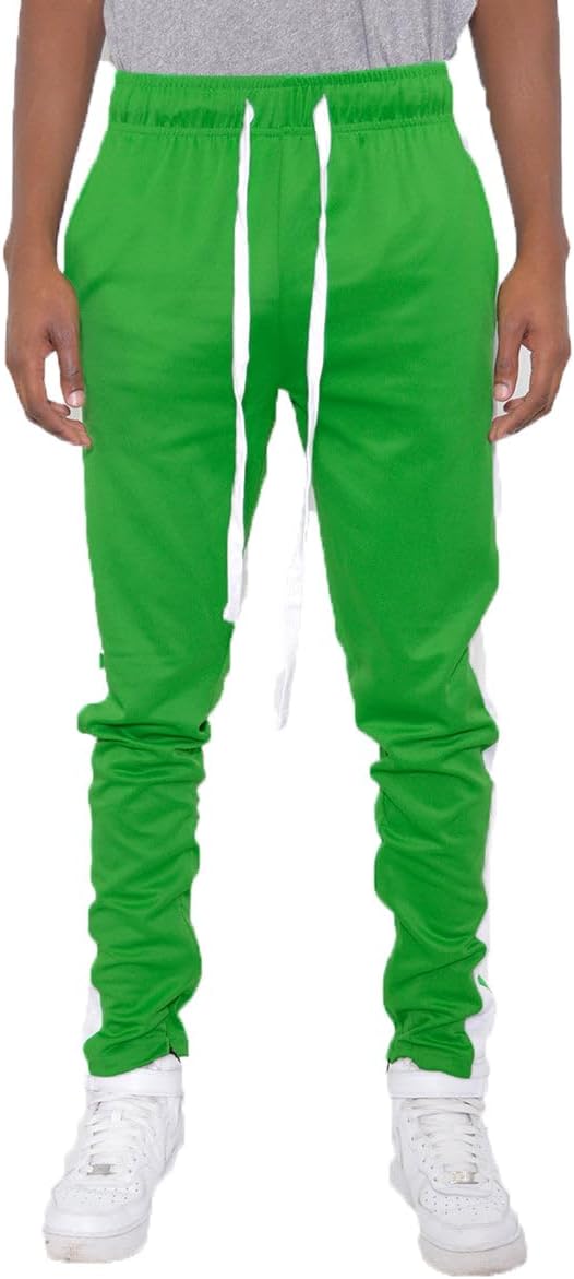 Men’s Track Pants – Classic Slim Fit Side Stripe Drawstring Waist Ankle Zipper Active Workout Joggers Sweatpants - Image 2