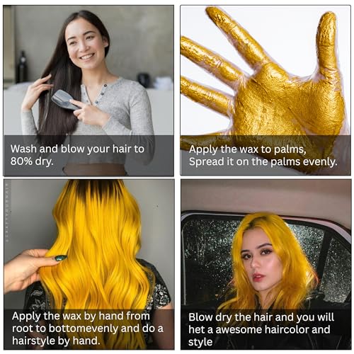 Image of Temporay Hair Color Wax | Metallic Shine | For Men & Women | DIY Instant Hair Color | Temporay Color 1 Day 1 Wash | No Ammonia, Bleach & Damage | Golden - 100 gram