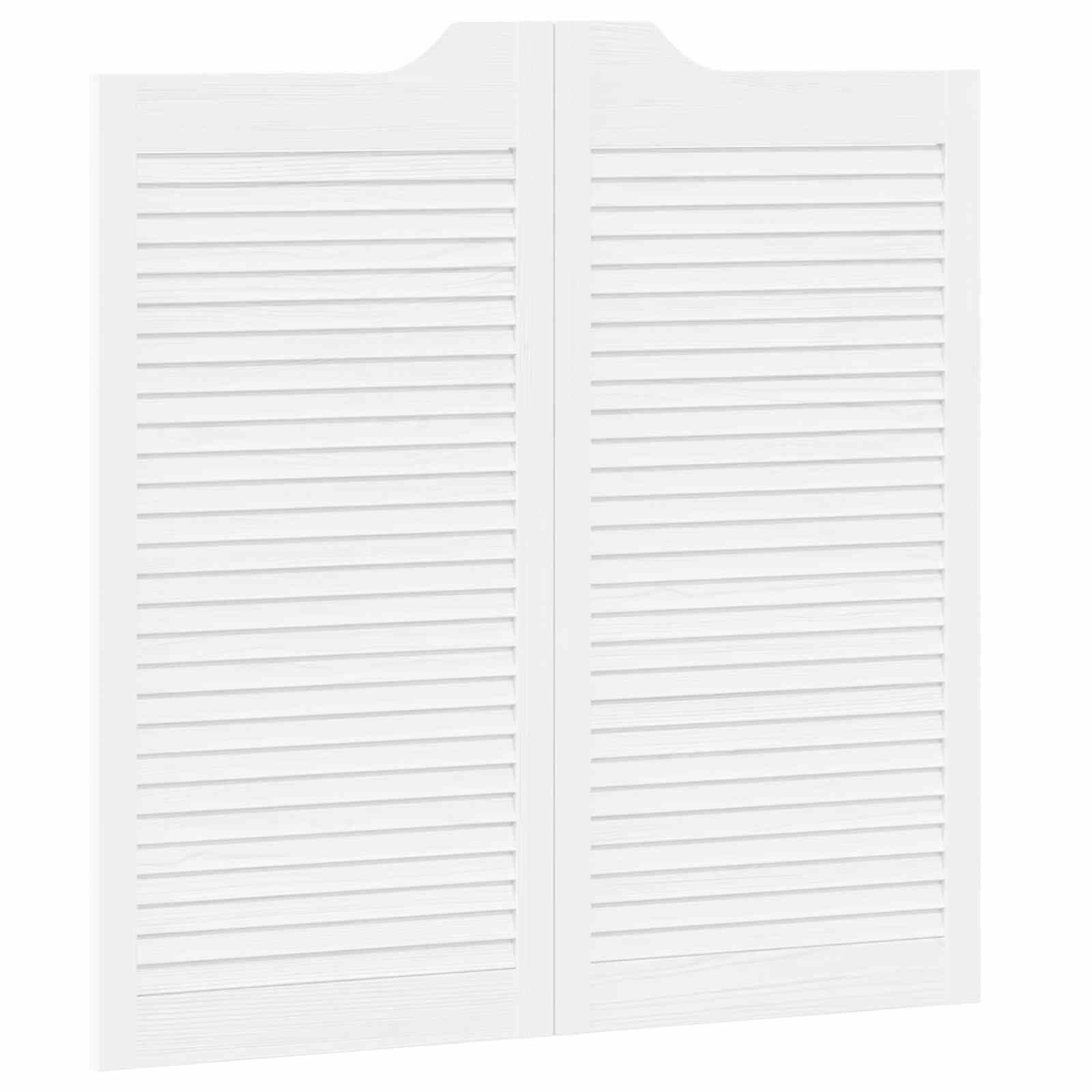 Puertas batientes 2 pcs Blanco Madera de Pino Maciza Puerta Abatible de Madera Maciza para Interiores Pasillo, Cocina, Bar 100 x 100 cm