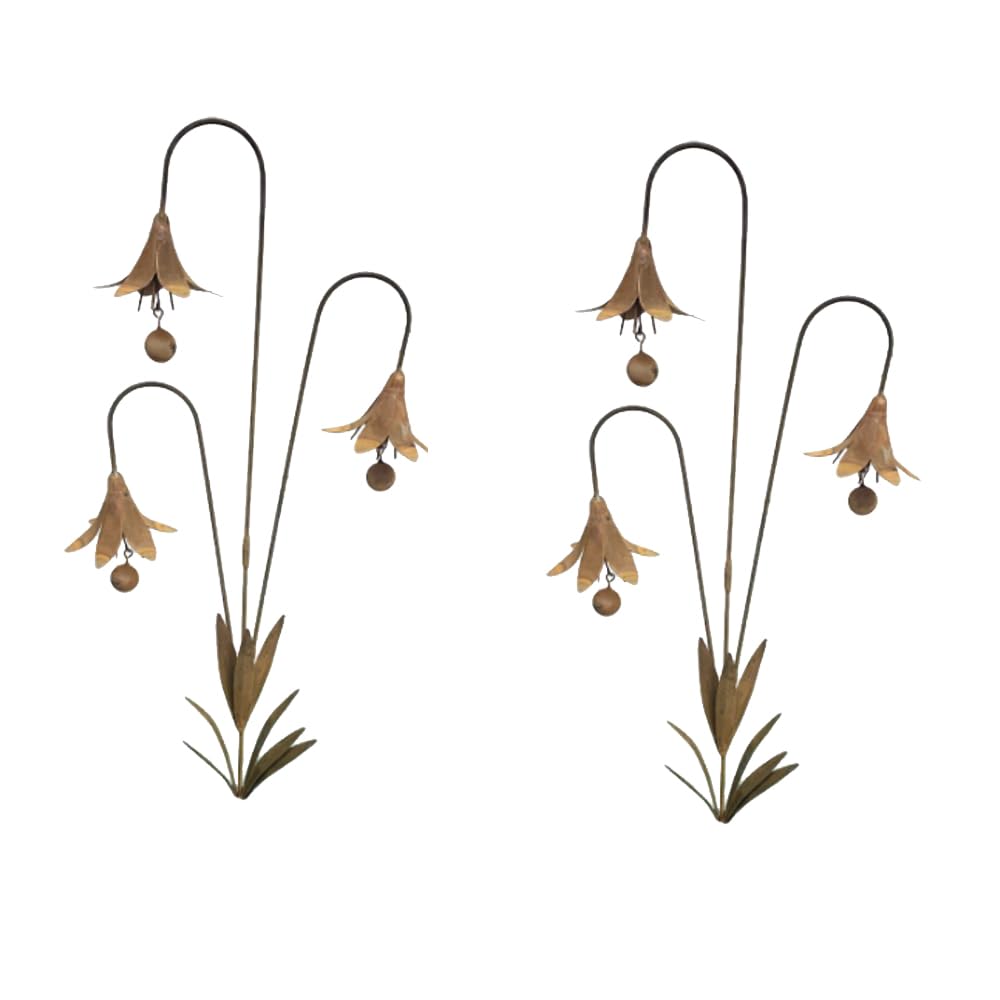 2Pcs Triple Bluebells Metal Garden Stakes, 2026 New Handmade Outdoor Yard Art with Bells, Weather Resistant Rustic Decorative Lawn Ornaments for Patio Walkways Flower Beds