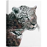 SIGNWIN Canvas Wall Art A Tiger and The Beach Double Exposure Photography Animals Wildlife Digital Art Modern Art Rustic Portrait Edgy for Living Room, Bedroom, Office - 12x18 inches