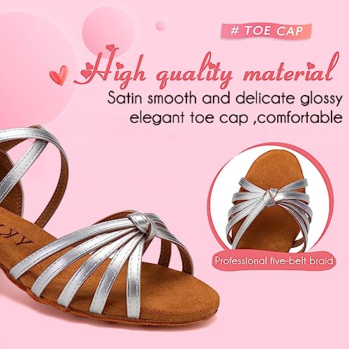 YKXLM Toddler Girls Latin Dance Shoes Kids Low Heels Tango Salsa Ballroom Practice Dance Shoes for Girls2