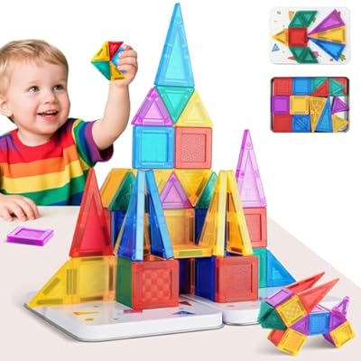 Dcsioike Magnetic Tiles 56pcs Travel Toys for K...