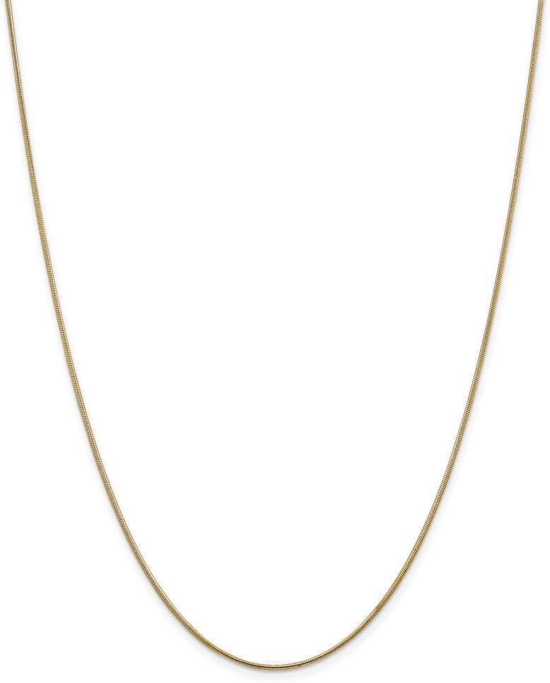 Solid 14k Yellow Gold 1.1mm Round Snake Chain Necklace