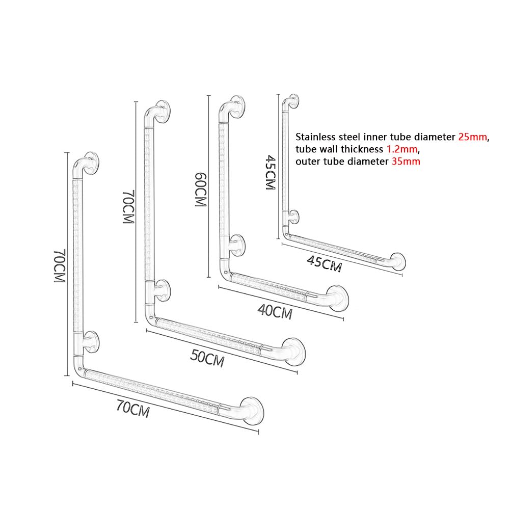 asidero de ducha, Barras de Agarre de Seguridad for Ducha Barra de Agarre for Baño de Acero Inoxidable con Acabado Chapado en Plástico Pasamanos for Inodoro de 90 Grados Manija de Bañera con Anillo Fl
