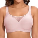 Cavotor Jelly Bras for Women Non Wired Comfort Support Gel Bra Seamless Lace Wireless T Shirt Soft Push Up Bralettes with Extender (Pink,XL)