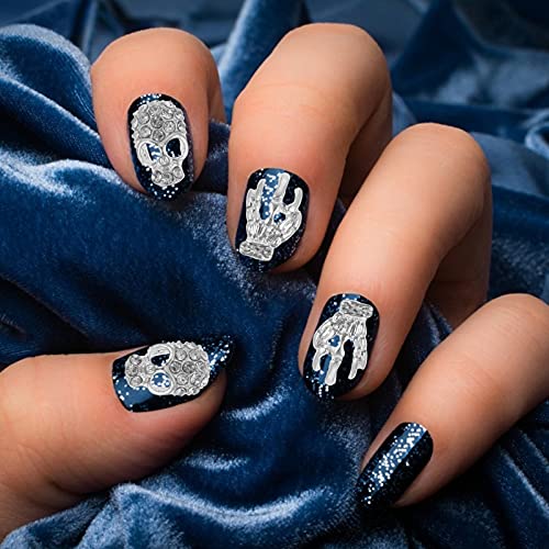 Minkissy 40Pcs Schädel Nagel Charms mit Strass 3D Skeleton Hand Nagel Kunst Schmuck Dekorationen für Halloween Nagel… – Bild 3