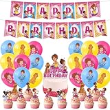 Products include: 1set happy birthday banner, 1 cake topper, 12 cupcake toppers, 18 Latex Balloons with 3 designs. Abundant styles for you and your guests an unforgettable and surprise birthday party. Great Birthday Party Supplies: Nancy themed party...