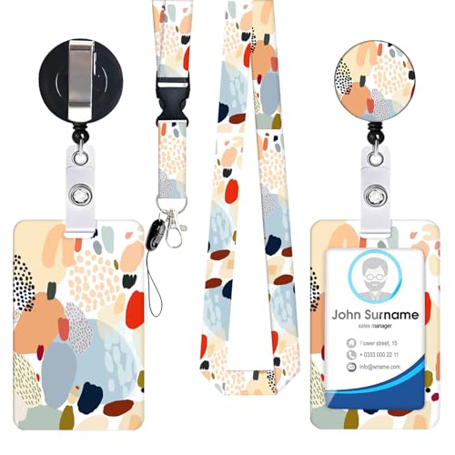 RGYBAO Flowers Retractable Badge Holder Oil Painting Lanyard with Carabiner Clip Neck Strap for Teacher Nurse Doctor