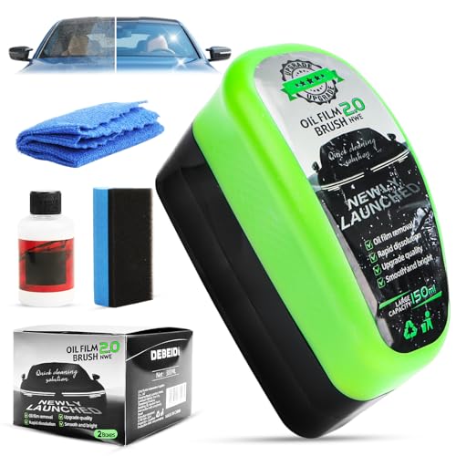Yooyan 2026 Neu Clear Vision Autoglasreiniger 2.0 Set Automotive Oil Film Cleaning Brush 120ml + Nachfüllflüssigkeit 50ml + Tuch Glass Oil Film Cleaning Brushs für Autofenster und Rückspiegel (1set)