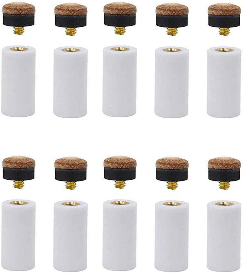 mollensiuer 10 Pieces 13 mm Billiard Cue Tips Pool Stick Tips Replacement Kit with Pool Cue Stick Ferrules Replacement (Red Pool Stick Tips)