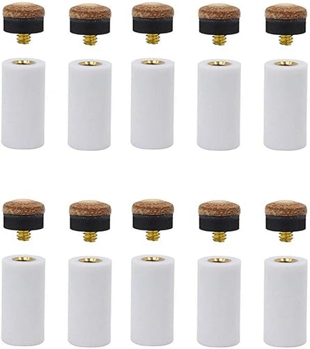 mollensiuer 10 puntas de taco de billar de 0.51 pulgadas (0.512 in), kit de repuesto con casquillos de palo de piscina de repuesto (puntas de palo
