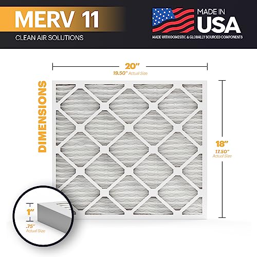 Image of BNX TruFilter 18x20x1 Air Filter MERV 11 (6-Pack) - MADE IN USA - Allergen Defense Electrostatic Pleated Air Conditioner HVAC AC Furnace Filters for Allergies, Dust, Pet, Smoke, Allergy MPR 1200 FPR 7