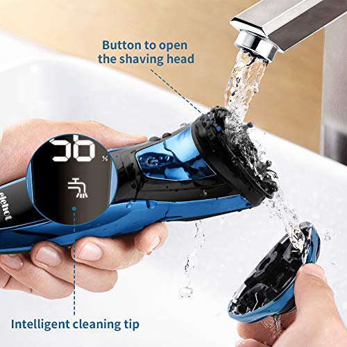 ELEHOT Electric Razor for Men, Rotary Electric Shaver with Pop-up Beard Trimmer, Digital Display, Rechargeable Cordless (Blue) - Thumbnail 4