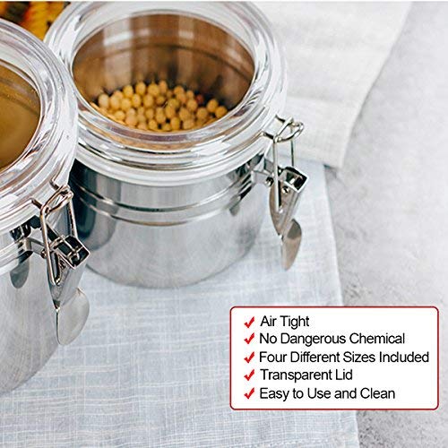 image for ENLOY 4-Piece Stainless Steel Airtight Food Storage Canister Set with 