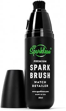 Sparklean SparkBrush Watch Cleaning Brush + Diamond Ring Cleaning Kit Pre-Filled Solution 200+ Cleans Ammonia-Free pH-Balanced Steel Gold Ceramic Titanium Rubber Made in USA Since 2003