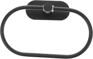 Zerodeko Towel Ring Wall Mount Towel Rack Stainless Steel Hangers Black Hand Towel Holder Slippers Wall Holder Bathroom Towel Hanger for Bathroom Punch Free Towel Holder Home Supplies Set