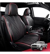 Custom Fit Seat Covers For Toyota Tacoma 2016-2023 Double Cab - Faux Leather, Full Set, Black/Grey