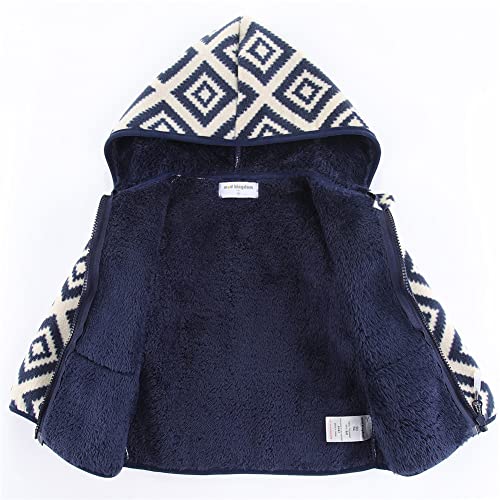 Mud Kingdom Big Boys Jacket with Hood Fleece Lined Full Zipper Dark Blue Snowflake Size 10-123